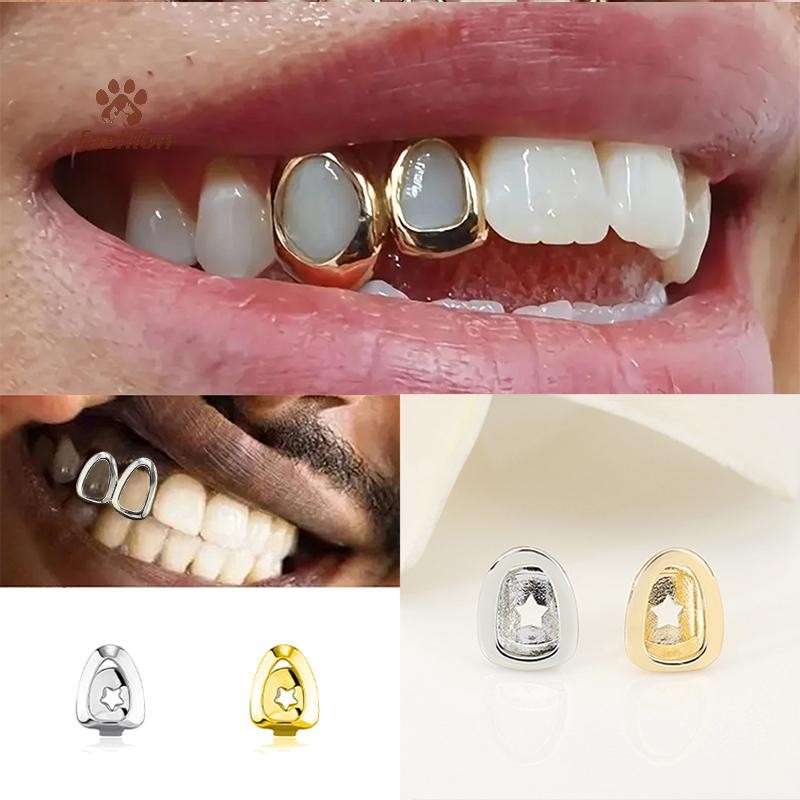 [แฟชั่น] Hip Hop Hollow Star Tooth Grillz ตกแต่งฟันหมวก Fangs Dental Grills สําหรับผู้หญิงผู้ชายเครื่องประดับคอสเพลย์ {TH}