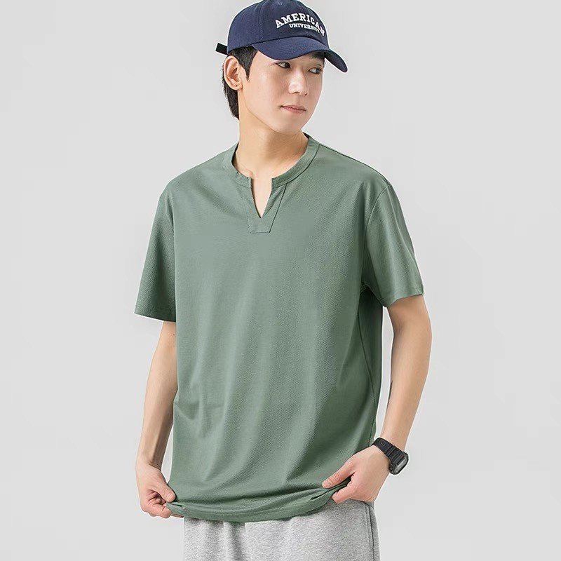 เสื้อเชิ้ตผู้ชายสไตล์เกาหลีเสื้อเชิ้ตสั้นแขนสั้นหล่อยอดผู้ชาย 4 สี