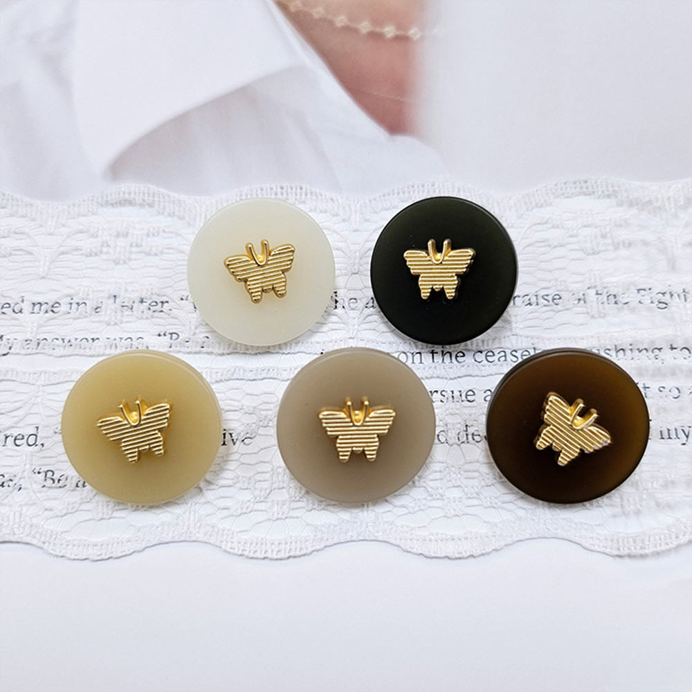10ชิ้นที่ทันสมัยลายผีเสื้อเรซิ่นปุ่มโลหะ (สีดํา/สีขาว/สีน้ําตาล) - 15/20/25มิลลิเมตรรอบมินิมอลปุ่มสําหรับชุด/เสื้ออุปกรณ์เย็บผ้า - รูปที่ 5