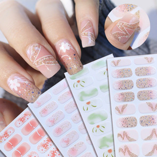 UR SUGAR 16Tips Glitter คลุมทั้งหมดสติ๊กเกอร์ติดเล็บกาวเต็มเ…