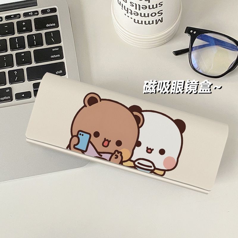 P Photo Cloth Cloth High-value Student Portable Myopia Glasses Case Compression Magnetic Eye Case หนัง pu
