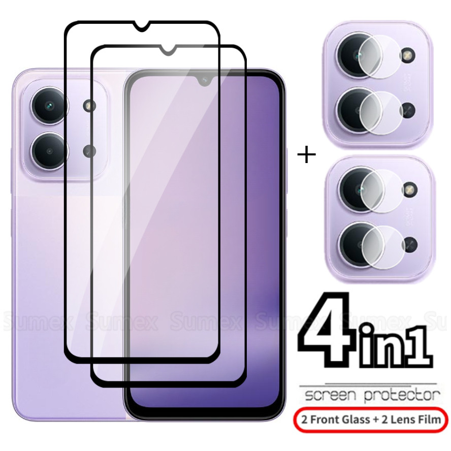 กระจกนิรภัยสําหรับ Redmi 15C Redmi15C 4G 5G ป้องกันหน้าจอ HD Clear ฟิล์มกล้องเลนส์ป้องกันฟิล์ม Xiaomi Redmy 15 C C15 2025