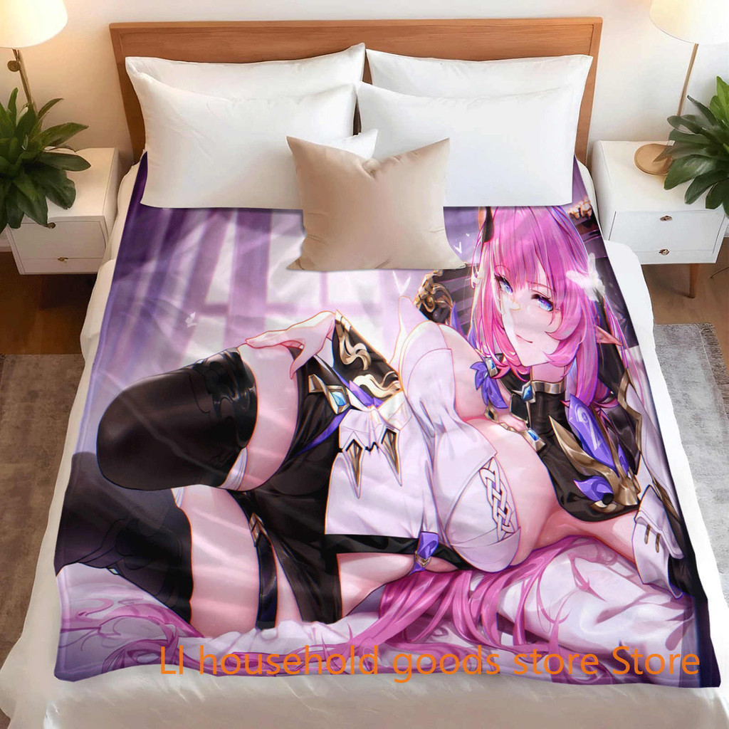 Honkai Star Rail Elysia ผ้าห่ม Cozy Flannel เตียงโยนสําหรับโซฟาโซฟาโซฟา Travel Home Room ห้องนอน D