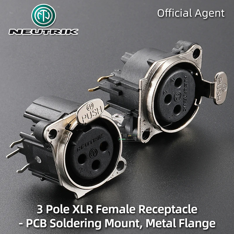 NEUTRIK 3 ขา XLR PCB Connector B-shape โลหะติดตั้งหน้าแปลนด้านข้างเชื่อมชาย/หญิงซ็อกเก็ต NC3FBHL1 NC3FBH1 NC3FBH2 NC3FBV1