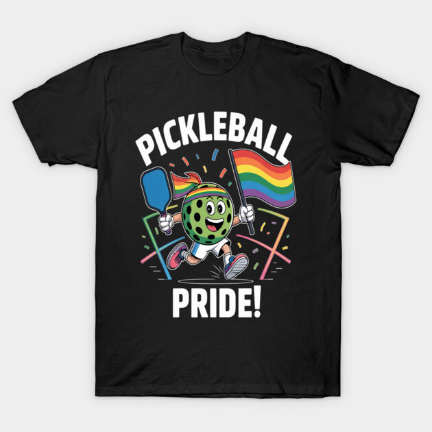 เสื้อยืด Vintage Pickleball Player Pride Rainbow Flag LGBT Gay Pride T-Shirt แท้ Cotton 100% หลวม