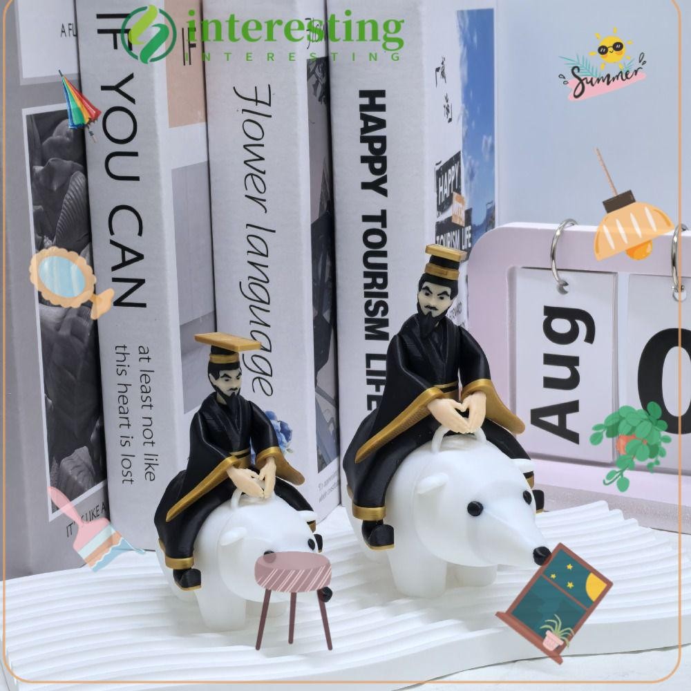 INTERESTING Qin Shi Huang ขี่เครื่องประดับหมี,ตลก PLA จักรพรรดิโบราณขี่รูปหมีขั้วโลก,งานศิลปะ Qin Sh