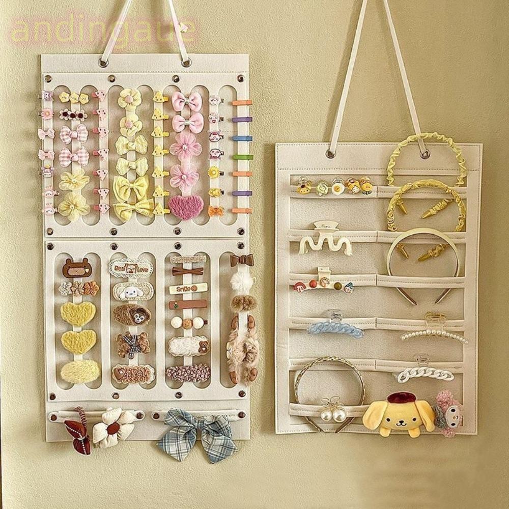 อันดา อุปกรณ์จัดระเบียบโบว์ผม,ที่ใส่ที่คาดผมสีทึบแขวนผนัง,ประหยัดพื้นที่ความจุขนาดใหญ่อุปกรณ์เสริมแว่นตาสักหลาดสาวห้อ