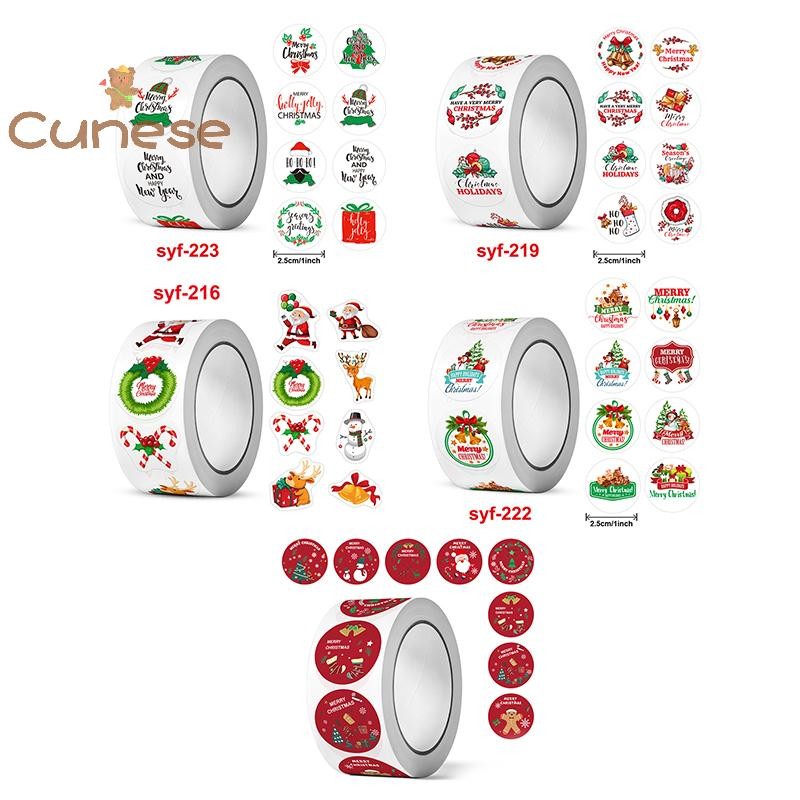 [Cuninese] 500 ชิ้น/ม้วน Merry Christmas Theme Seal Labels สติกเกอร์สําหรับ DIY ของขวัญเบเกอรี่แพคเกจซองจดหมายป้ายตกแต่ง [ใหม่]