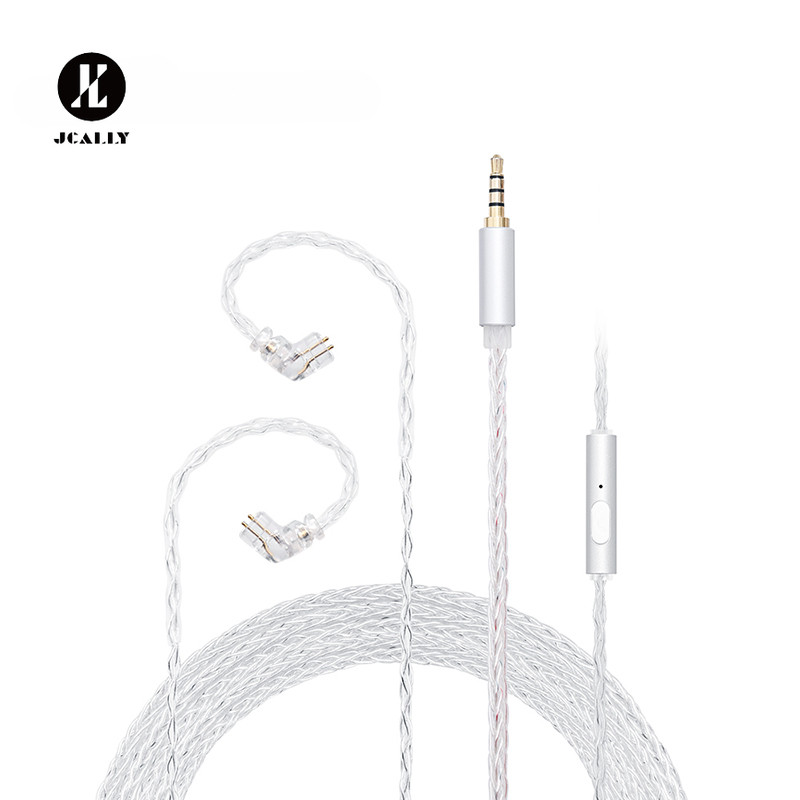 Jcally JC08S 8 หุ้น 2Pin 0.78 มม.QDC SPin พร้อมไมโครโฟนหูฟังอัพเกรดสายสําหรับ KZ EDX Pro Castor Pro