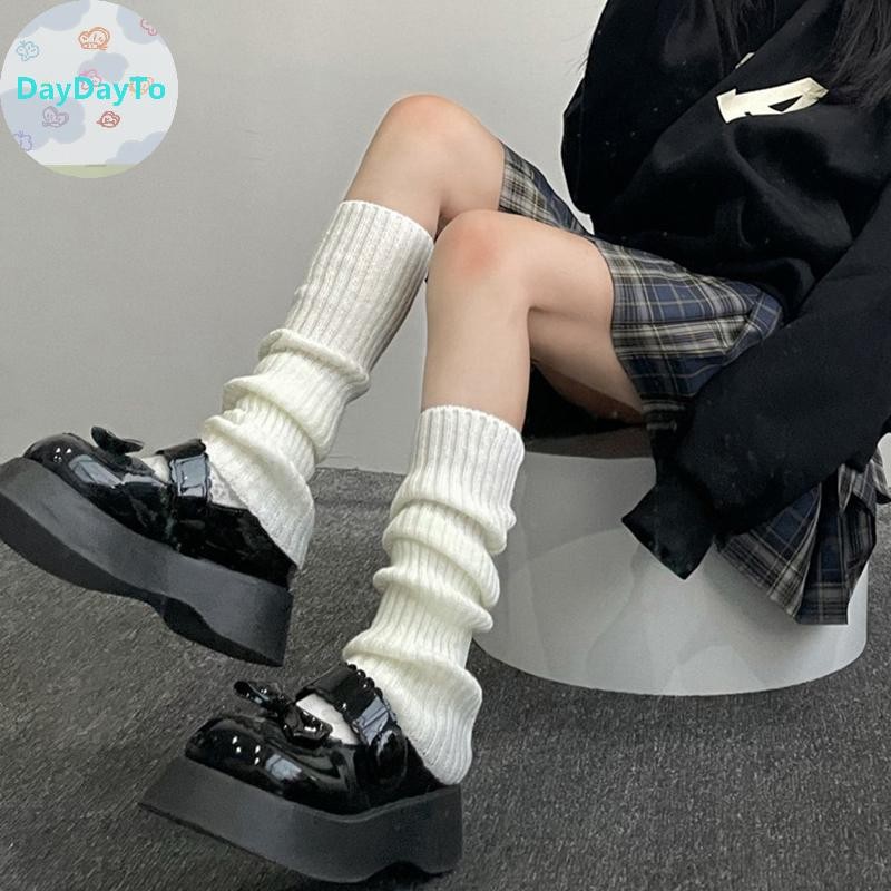Daydayto Y2K ผู้หญิงขาอุ่นญี่ปุ่น Lolita ถุงเท้ายาวขนสัตว์ถักเท้าแขนอุ่นฤดูใบไม้ร่วงฤดูหนาวโครเชต์ Heap ถุงเท้า Boot Cuffs TH - รูปที่ 2
