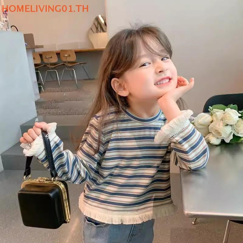 หนึ่งโฮม ฤดูใบไม้ร่วงใหม่เสื้อผ้าเด็กแฟชั่นลายแขนยาวเด็กสาวเสื้อยืด ข้อมือ รอบคออเนกประสงค์สาวเสื้อยืด ไทย