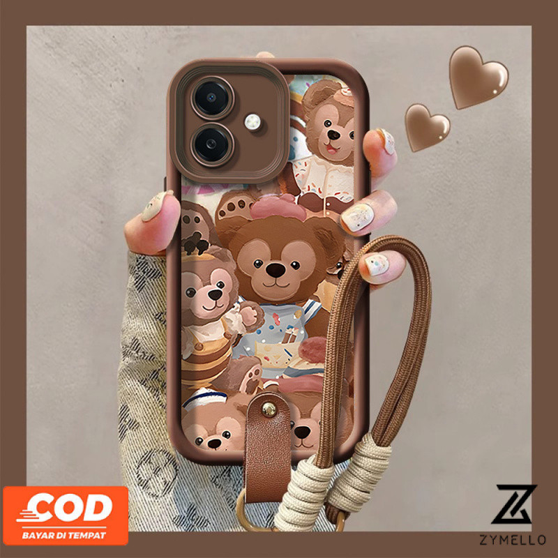 กรณี itel A80 Spark Go 1 smart 9 itel A70 itel A50 itel S23 itel S24 itel สมาร์ท8 Spark Go 2024ร้อน50 30i ร้อน40 Pro สมาร์ท7การ์ตูน duffy หมี lanyard Anti-Fall TPU โมบิล