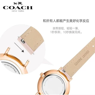 Coach สายนาฬิกาหนังแท้ Soft Waterproof Cowhide Unisex Fine Steel Pin Buckle Accessories