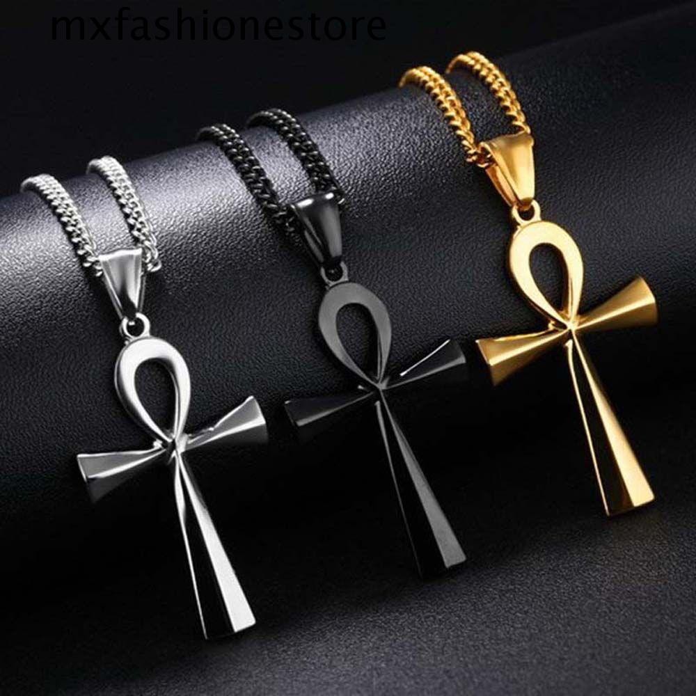 Mxfashione สร้อยคอไม้กางเขน Ankh แฟชั่นคลาสสิกเครื่องประดับอุปกรณ์เสริม Crucifix Christs พระเยซูของข