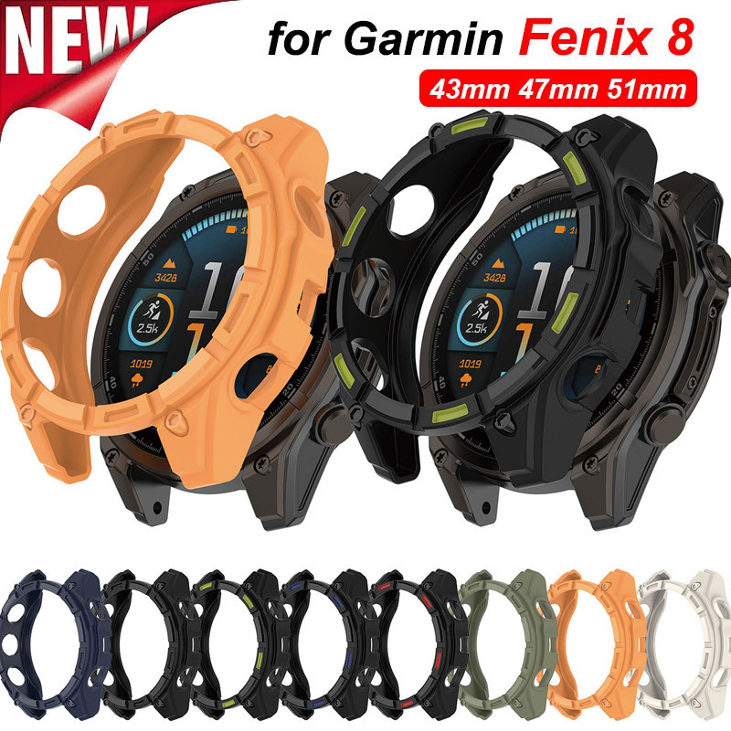 ฝาครอบป้องกันซิลิโคนสําหรับ Garmin Fenix 8 43 มม./47 มม./51 มม.เคส TPU แบบนุ่มสําหรับ Garmin Fenix 8 เกราะป้องกันกันชนอุปกรณ์เสริม