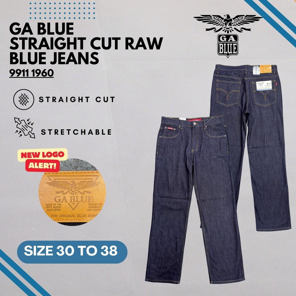<New Arrival> GA Blue Mens Straight Cut Normal Rise Stretchable Raw Blue Jeans 99111960