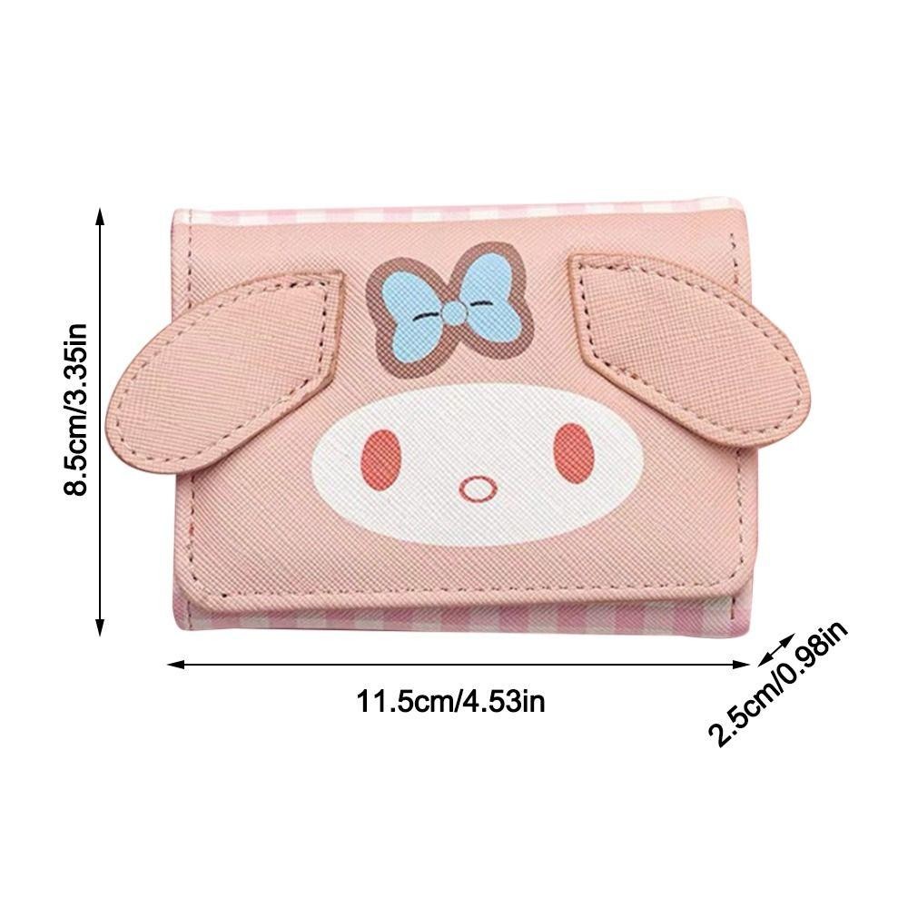 SANRIO Dealshop กระเป๋าใส่เหรียญ,การ์ตูนSanrio Hello Kitty Melody Kuromi Cinnamoroll Tripleพับกระเป๋าสตางค์,กระเป๋าเงินbus ID Holdersเก็บกระเป๋าPUหนังการ์ดผู้ชายผู้หญิง