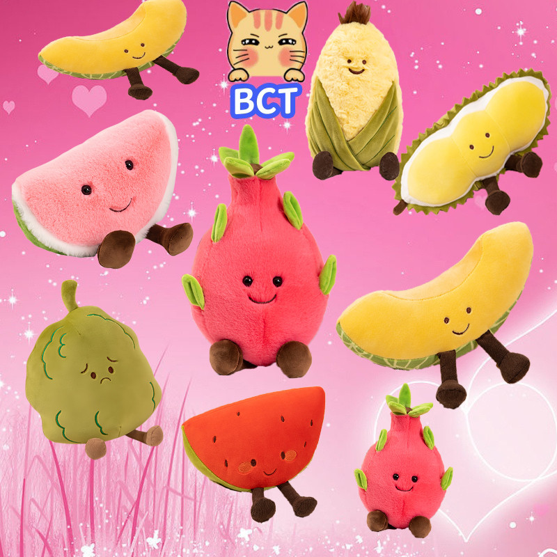 Bct Pitaya Doll Corn Plushie ของเล่นตุ๊กตาผลไม้น่ารัก ทุเรียน แคนตาลูป แตงโม มะระ หมอน ตุ๊กตาผัก หมอนสําหรับเด็ก ของขวัญวันเกิด ของขวัญคริสต์มาส