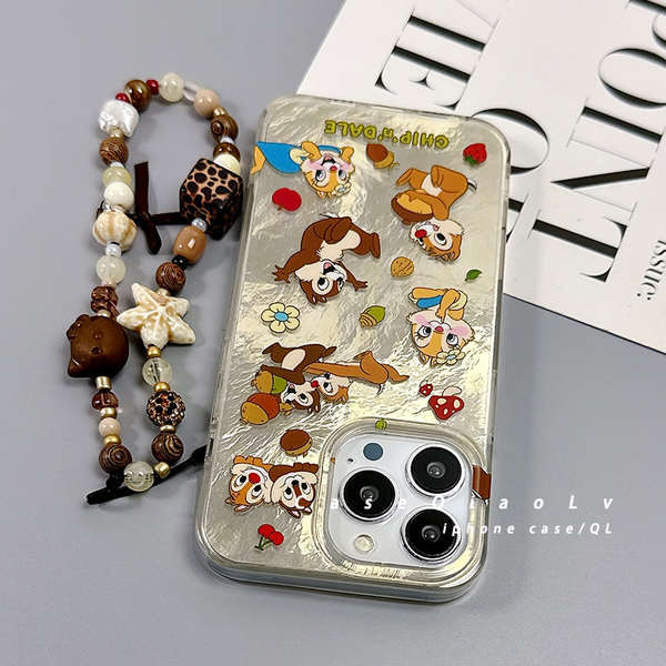 เคสไอโฟน เคสไอโฟน 13 สไตล์เกาหลี ins ซุปเปอร์ไฟกระรอกการ์ตูนสําหรับ Apple 13 เคสโทรศัพท์ iPhone15promax ใหม่ 14 พร้อมแขนโซ่ 16 promax ซิลิโคน 12 all-inclusive niche high-end creative female soft p