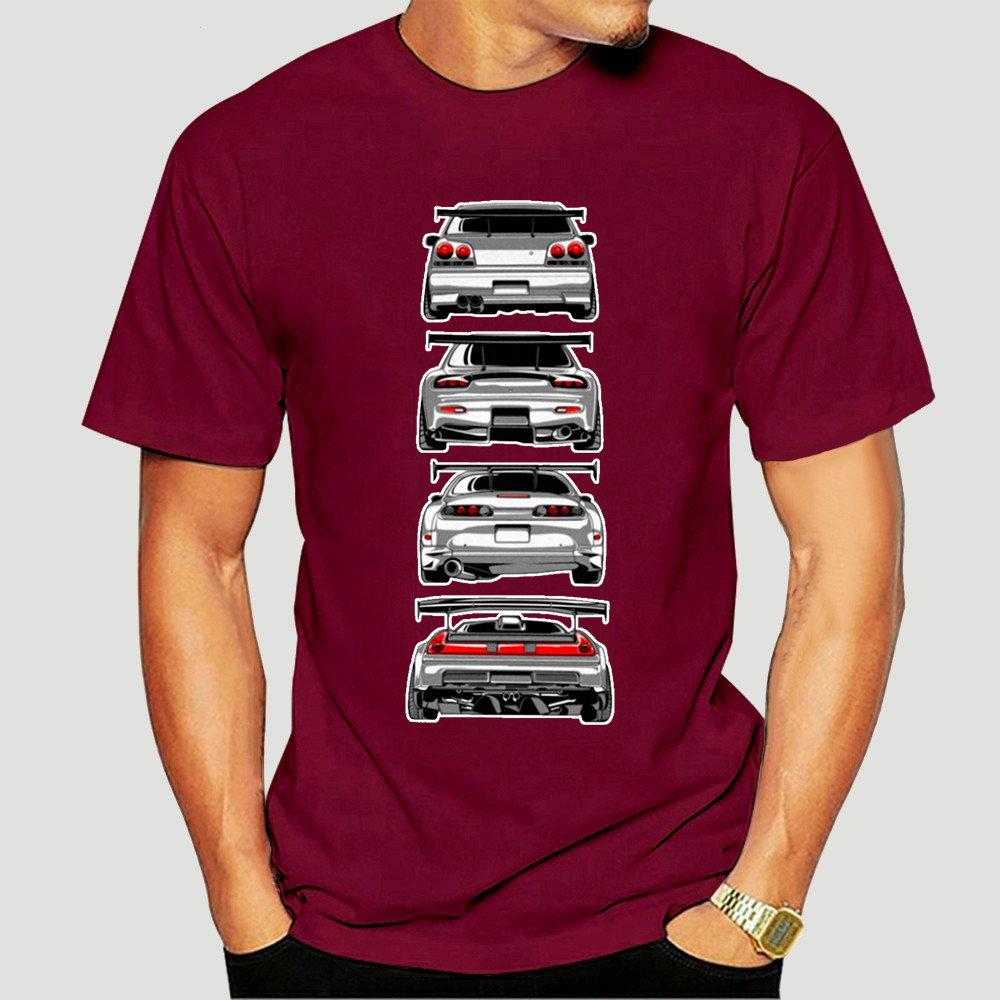 แฟชั่นคลาสสิกญี่ปุ่นตํานานรถ Tshirt 90 JDM R34 GTR Skyline RX7 NSX 350Z S2000 เสื้อยืด Tees 6835X
