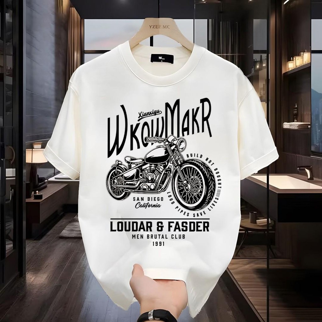 Basi เสื้อยืด oversize unisex สกรีนด้านหน้า ลาย "WKOWMAKR" ผ้าคอตตอน100% เนื้อผ้าเกรดพรีเมียม คอกลม ใส่สบาย