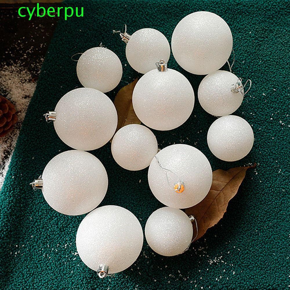 Cyberpulse 6 ชิ้น Glitter White Christmas Balls, 6 ซม./8 ซม.ทาสีคริสต์มาสแขวนลูกบอล,อุปกรณ์ถ่ายภาพพลาสติก Elegant DIY จี้ต้นคริสต์มาสโรงแรม Office Decor