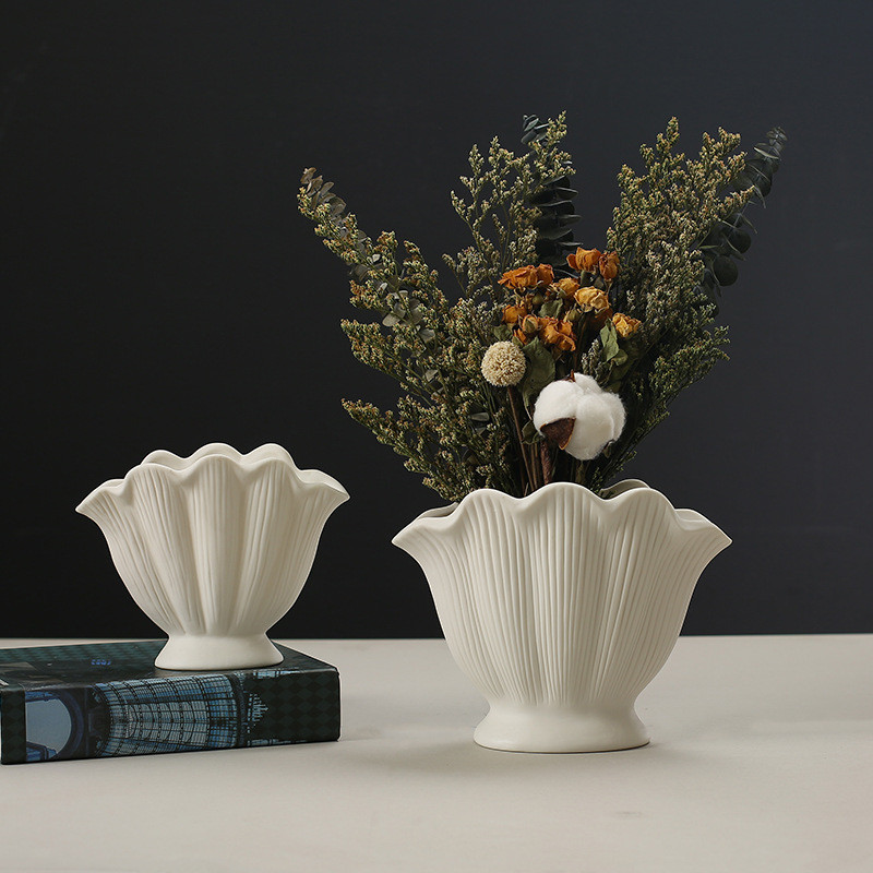 Shell Ceramics Bi-fired แจกันตู้ทีวี Entrance เครื่องประดับแจกันเซรามิกระดับไฮเอนด์