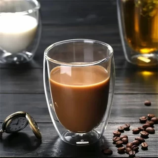 จัดส่งรวดเร็ว แก้วกาแฟ 2ชั้น มีหูจับ ถ้วย150มล.250มล.350มล.สีใส Coffee Glass สำหรับคาเฟ่ ร้านกาแฟ