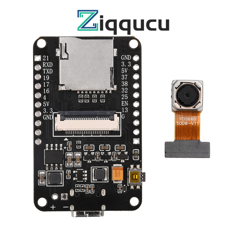 Ziqqucu ESP32-CAM บอร์ดพัฒนาบลูทูธ wifi โมดูล CH340X พร้อม OV5640 AF-72 มม.