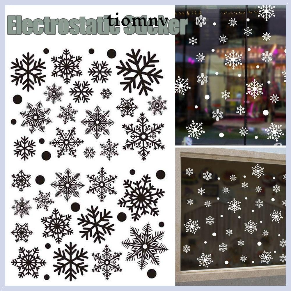 Tiomnv56 สติกเกอร์เกล็ดหิมะคริสต์มาส 30 ชิ้น, สติ๊กเกอร์ติดผนัง PVC เกล็ดหิมะสีขาว, กระจกไฟฟ้าสถิตแบบใช้ซ้ําได้ Clings วอลล์เปเปอร์สติกเกอร์แก้วปี