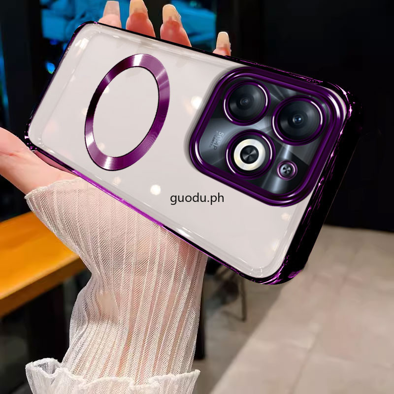 ปลอก infinix hot 40i infinix hot 40 pro infinix hot 40 เคสโทรศัพท์ Soft gold edge กันชนโปร่งใสพร้อมแหวนดูดแม่เหล็กโช้คอัพป้องกัน