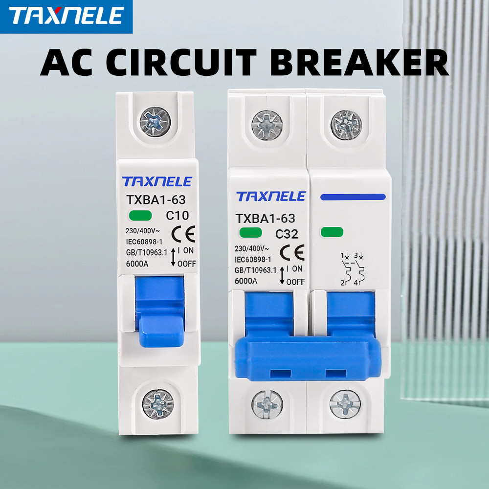 Taxnele AC MCB 1P 2P Mini Circuit breaker Air Switch 6A 10A 16A 63A Overload Short Circuit Protect