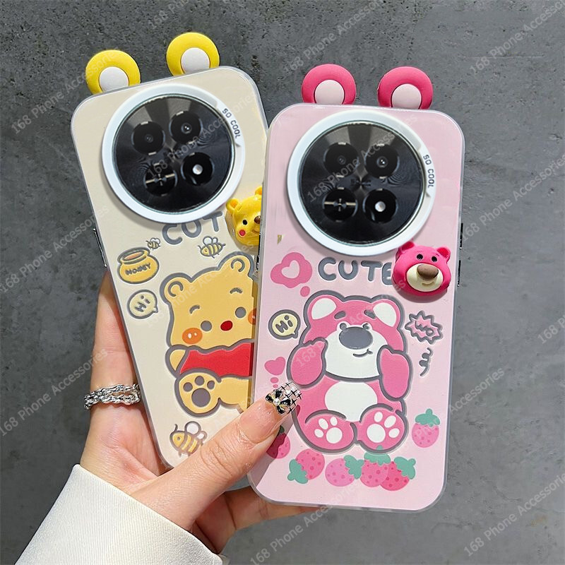 เคส Realme 12 12X 13 5G เคส Realme 13 + Pro Plus 5G การ์ตูนน่ารักวินนี่หมีพูห์โลตโซเคสกันกระแทกหรูหรา DIY สามมิติเคสโทรศัพท์สําหรับเด็กผู้หญิงนักเรียนผู้หญิง