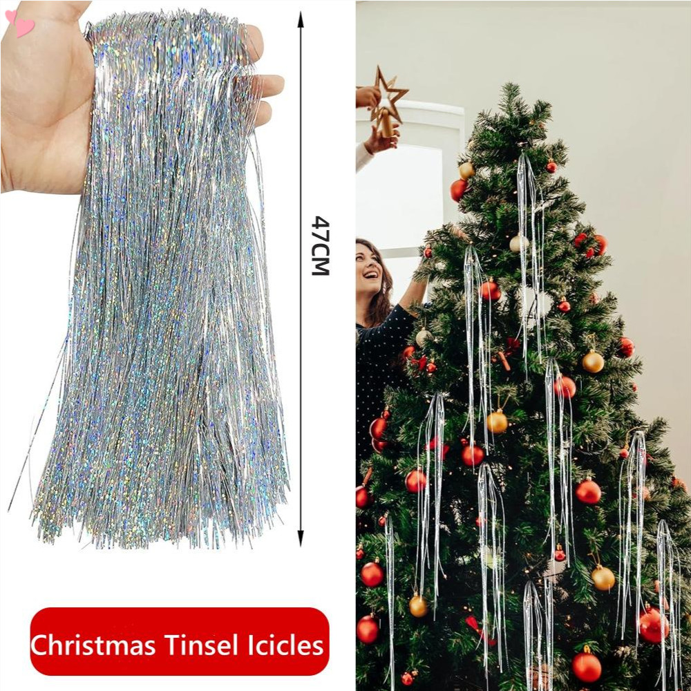3000 Strands Icicles Iridescent Tinsel ฟอยล์ Fringe Garland สําหรับคริสต์มาส Xmas Tree ตกแต่ง Party Supplies ตกแต่งวันหยุด