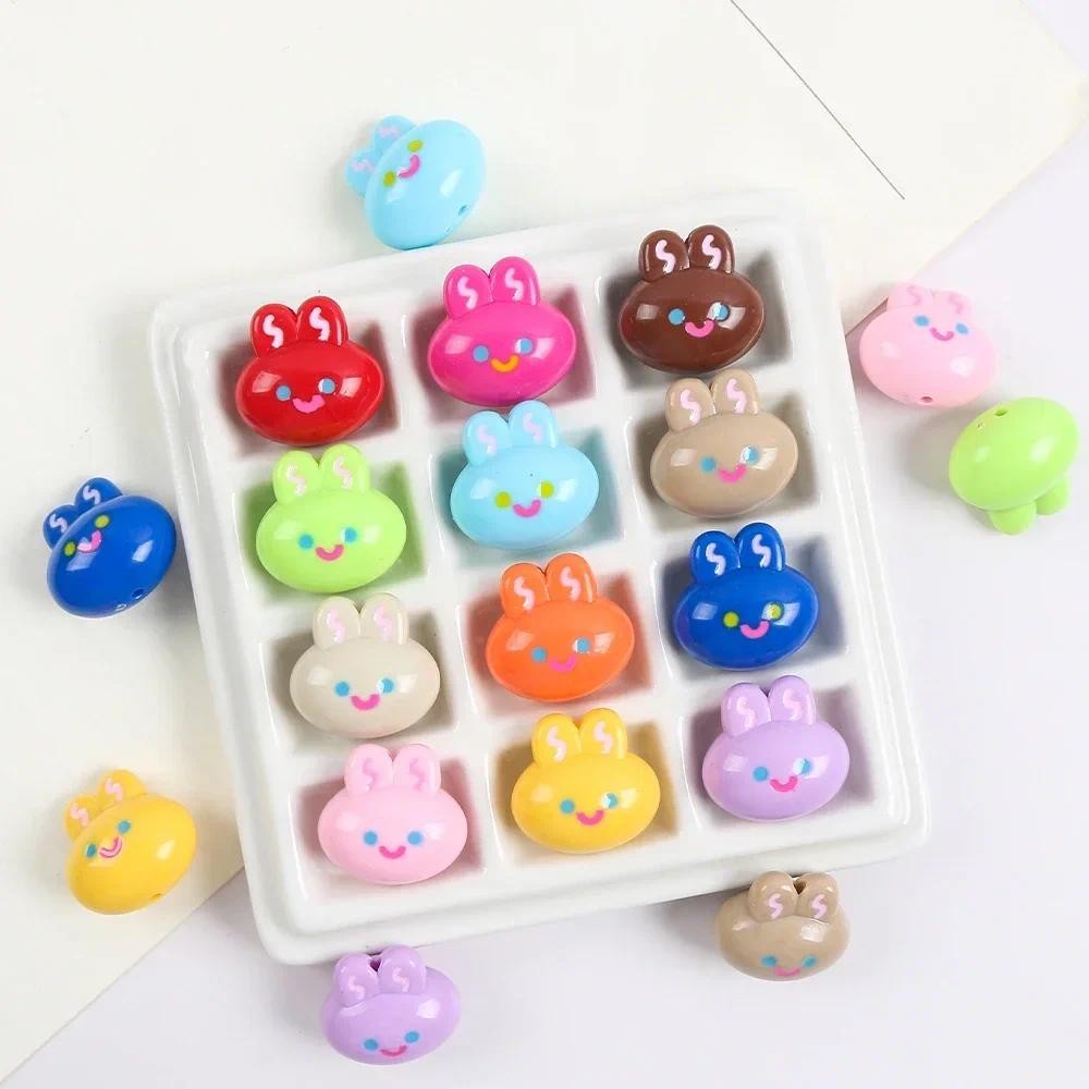 5 ชิ้น Luminous อะคริลิคสัตว์ลูกปัดการ์ตูนน่ารักกระต่ายหลวมลูกปัดสําหรับ Handmade สร้อยคอสร้อยข้อมือทํา DIY เครื่องประดับอุปกรณ์เสริม