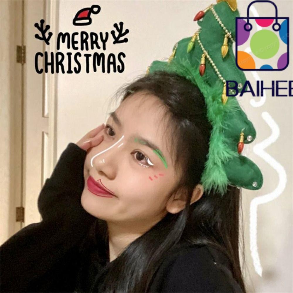 Baihee หมวกต้นคริสต์มาส, Tinsel Merry Christmas Girls Xmas Headwear, 2025 Photo Props Tinsel คริสต์มาสแถบคาดศีรษะปี