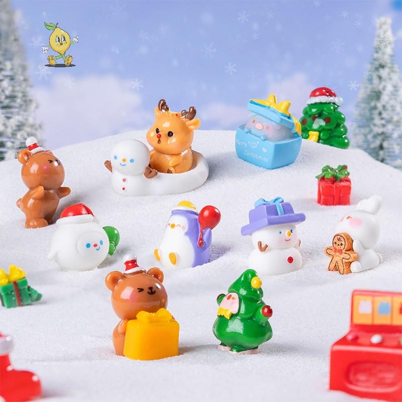 [mozh] มินิเรซิ่นตกแต่งคริสต์มาส Snowman Tree Elk กระต่าย Micro เครื่องประดับภูมิทัศน์ DIY ตกแต่งบ้านอุปกรณ์ตกแต่งภายในรถยนต์ [TH]