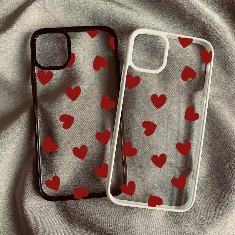 SAMSUNG กันกระแทกclear Hardเคสโทรศัพท์สําหรับSamsung S24 S23 FE S24 S25 Ultra S23 S22 S21 Plus S20 S21 FEน่ารักไวน์แดงLove Heart INS Kawaiiฝาครอบ