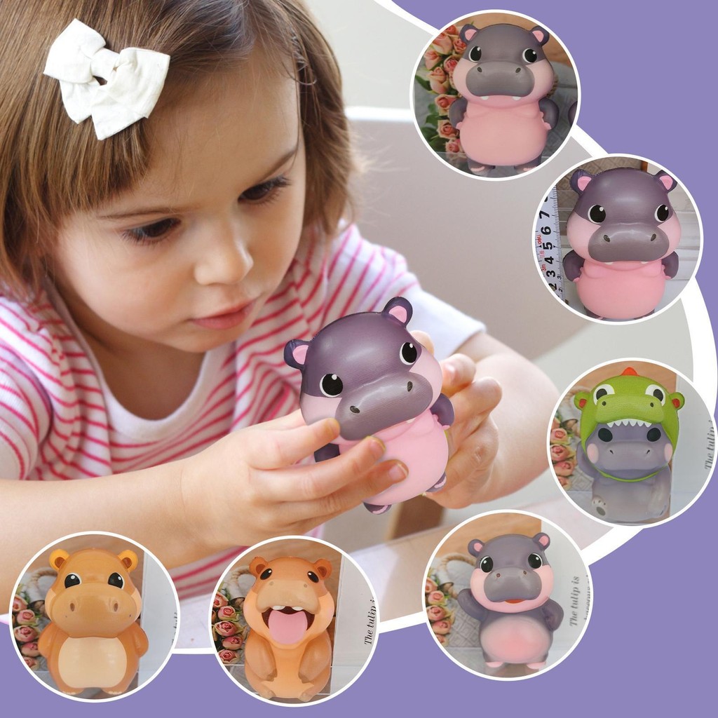 อารมณ์ บีบช้า Rising Little Hippo ช้า Rising Hippo รุ่น Hippo ตุ๊กตาบีบ Anti-Stress สําหรับผู้ใหญ่ชายหญิง bytumth