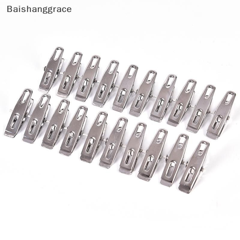 Baishanggrace 20 ชิ้นสแตนเลสหมุดเสื้อผ้าซักรีดที่หนีบโลหะโลหะแขวน Pins คลิป HHT