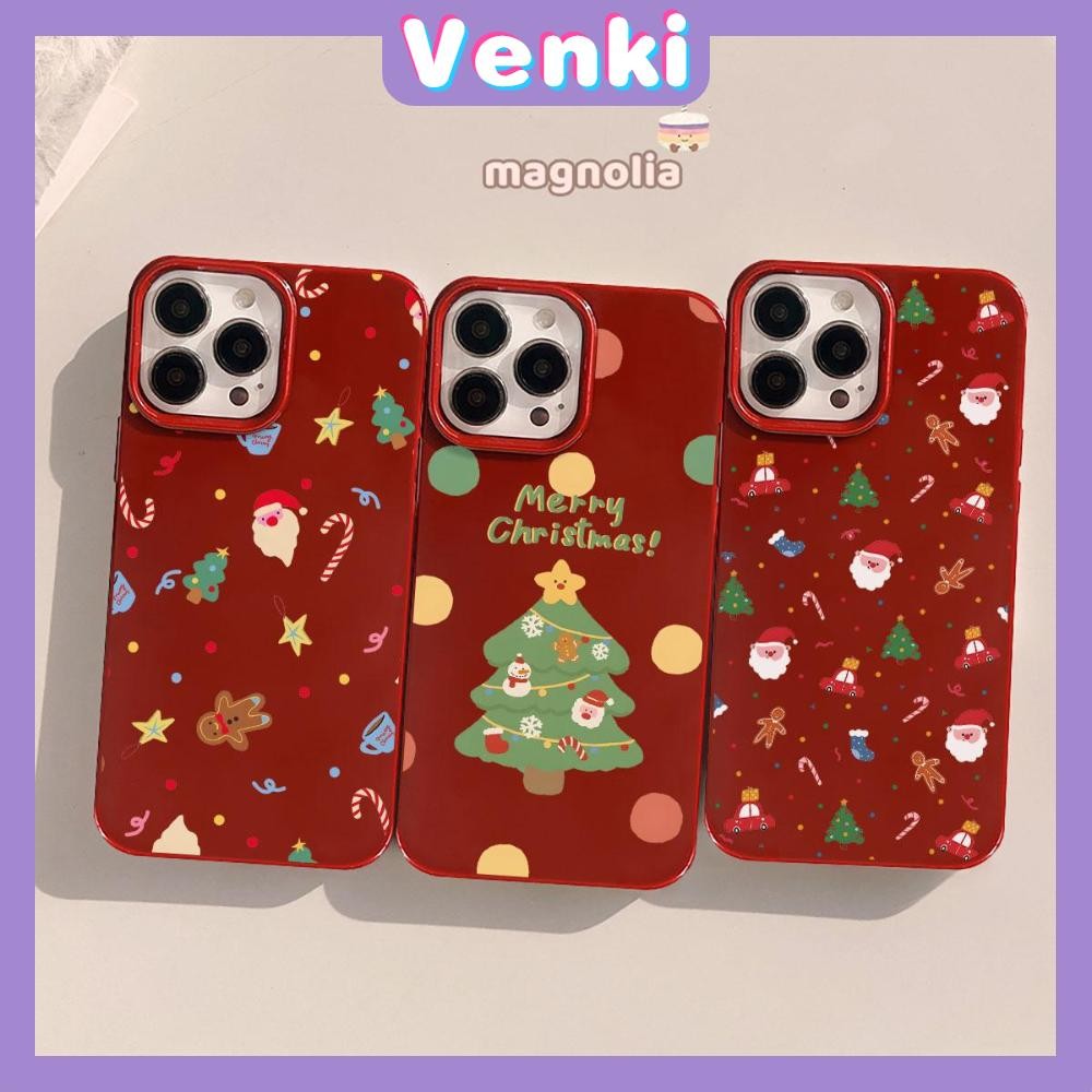 Venki - สำหรับ iPhone 16 Pro Max เคส ไอโฟน สีดำมัน TPU ซอฟท์เคส กันกระแทกกล้องป้องกัน คริสมาสน่ารัก เข้ากันได้กับ iPhone 15 14 13 12 Pro Max 11 XR XS Max 7 8 Plus