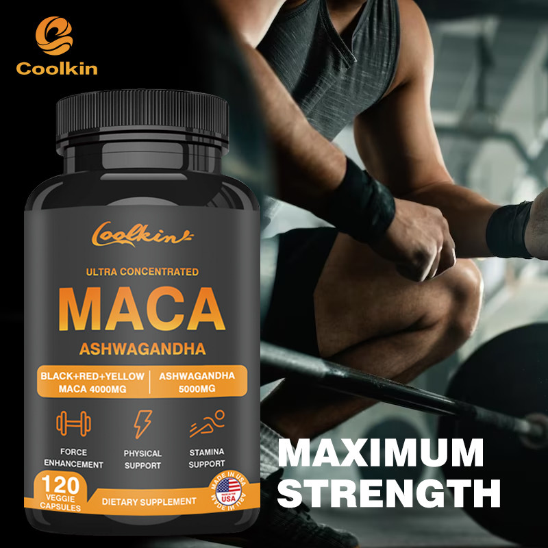 Coolkin ประกอบด้วยแคปซูลผงราก Maca ออร์แกนิก-พลังงานที่รองรับ Ashwagandha-30/60/120 แคปซูล