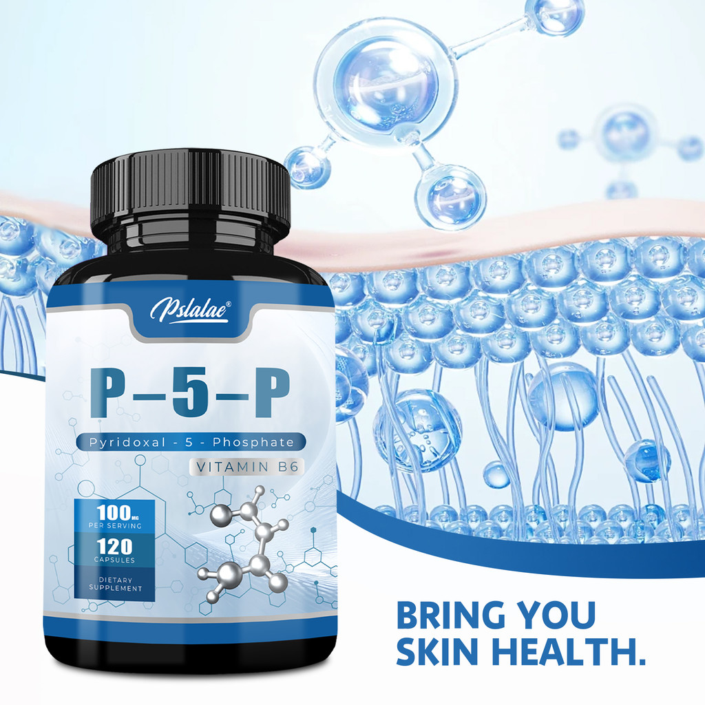 Pslalae P5P อาหารเสริมวิตามินบี 6 100 มก. (Pyridoxal-5-Phosphate) - เป็นมิตรกับมังสวิรัติ ไม่ใช่จีเอ็มโอ ปราศจากกลูเตน 30/60/120 แคปซูล