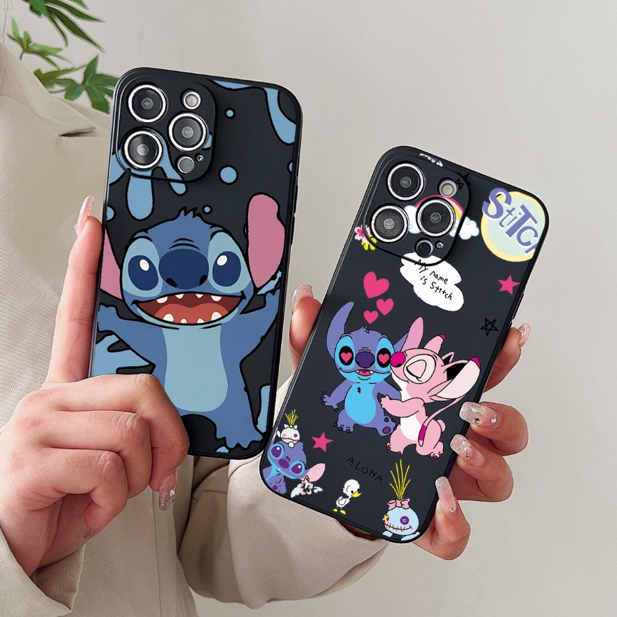 สําหรับ Infinix Smart 9 6HD 7HD 8HD 8 Pro Plus หมายเหตุ 40 30 Pro + ร้อน 50i 30i 12i 10T 10S 40 Pro 30 12 10 11 9 Play 8 10 Lite การ์ตูนคู่ Stitch Angel ตลก Doodle ฝาครอบเคสโทรศัพท์