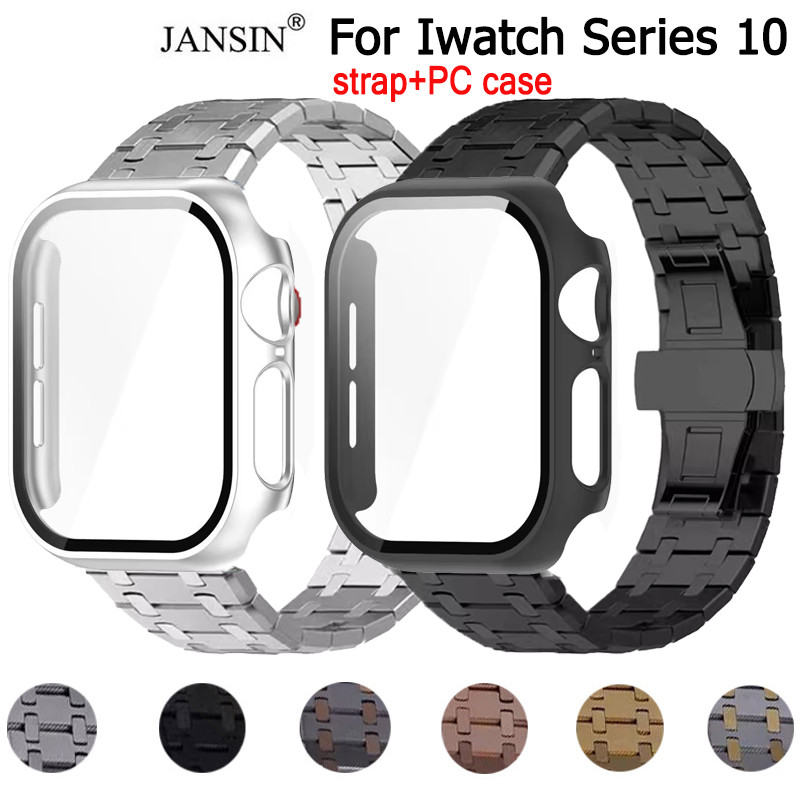 เคส+สายนาฬิกาสเตนเลส สำหรับ Iwatch series 10 สายนาฬิกา สําหรับ iwatch series 10 46mm 42mm นาฬิกาอัจฉ