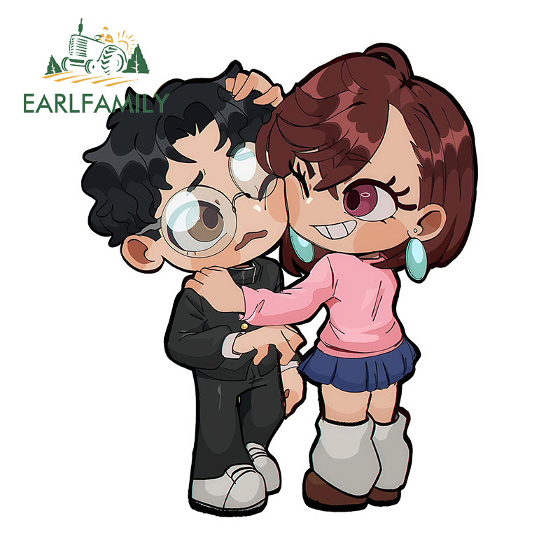 Earlfamily 13 ซม.Dandadan Ayase Momo และ Okarun สติกเกอร์รถรถจักรยานยนต์กระเป๋าเดินทางหมวกกันน็อคไวนิลกันน้ํา Decals Scratch-Proof Amusing รถจัดแต่งทรงผม