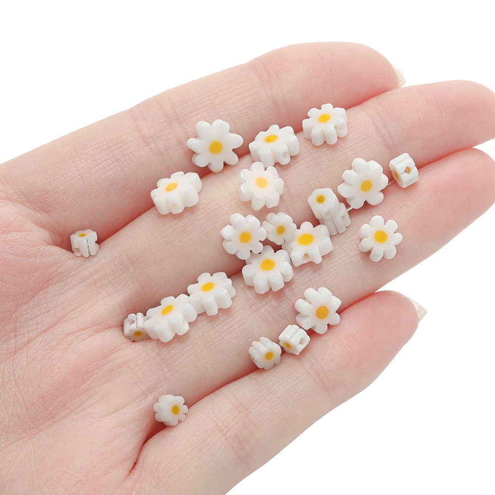 ลูกปัดแก้วสีขาว 92/60/59ชิ้น แบบดอกไม้เดซี่ สำหรับDIY สร้อยข้อมือ สร้อยคอ แหวน งานแฮนด์เมด - รูปที่ 2