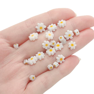 St. kunkka 92/60/59 ชิ้นลูกปัดดอกไม้แก้วสีขาว Daisy ลูกปัดสําหรับ DIY ของขวัญวันหยุดสร้อยข้อมือสร้อยคอทํา