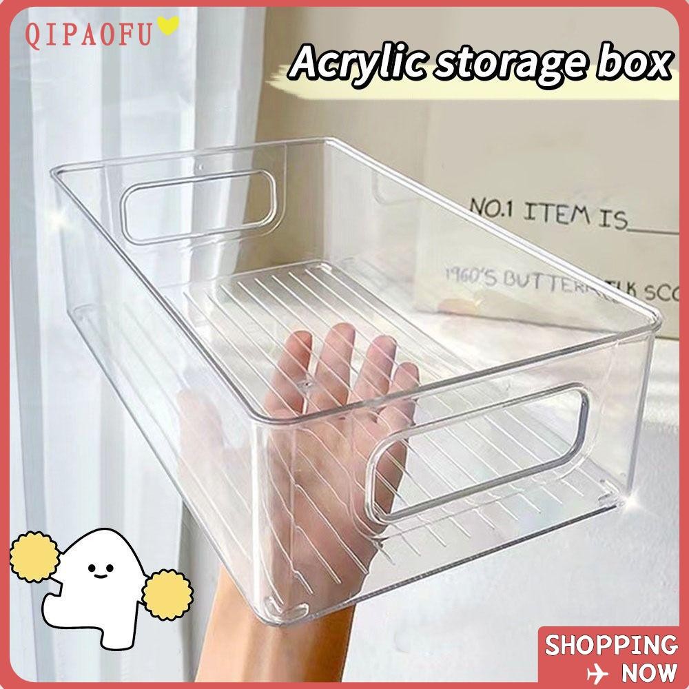 Qipaofu 1 ชิ้นกล่องเก็บโต๊ะ,ตารางห้องครัวนักเรียนกว้างใช้ตู้เย็นกล่องเก็บ,โปร่งใส Stackable ผลไม้ขวดอาหารหนังสือเครื่องสําอางเครื่องประดับคอนเทนเนอร์