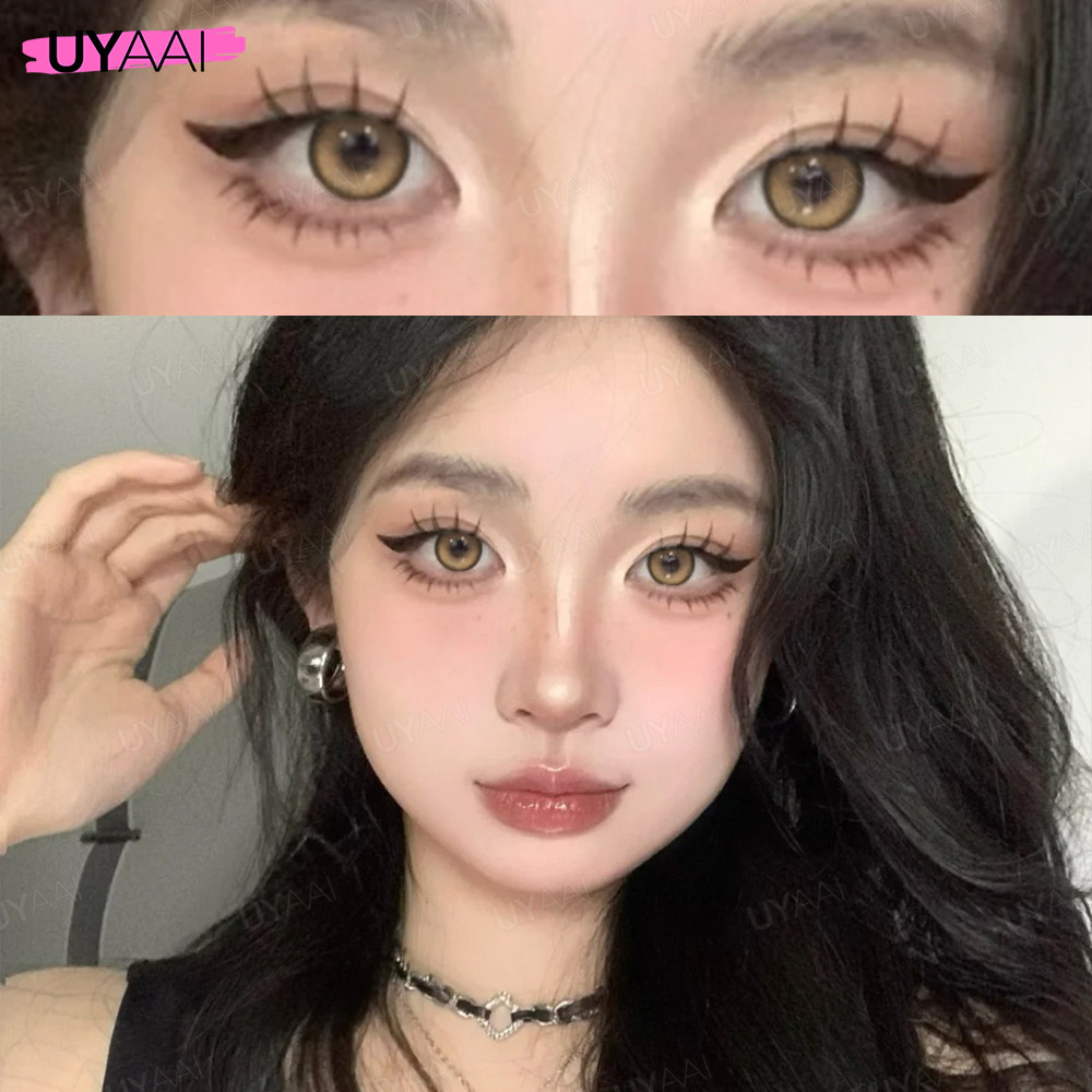 คอนแทคเลนส์ [0.00~-6.00] UYAAI Thai Tea series คอนแทคเลนส์สี 14.2-14.5 มม. สีเทารายเดือน